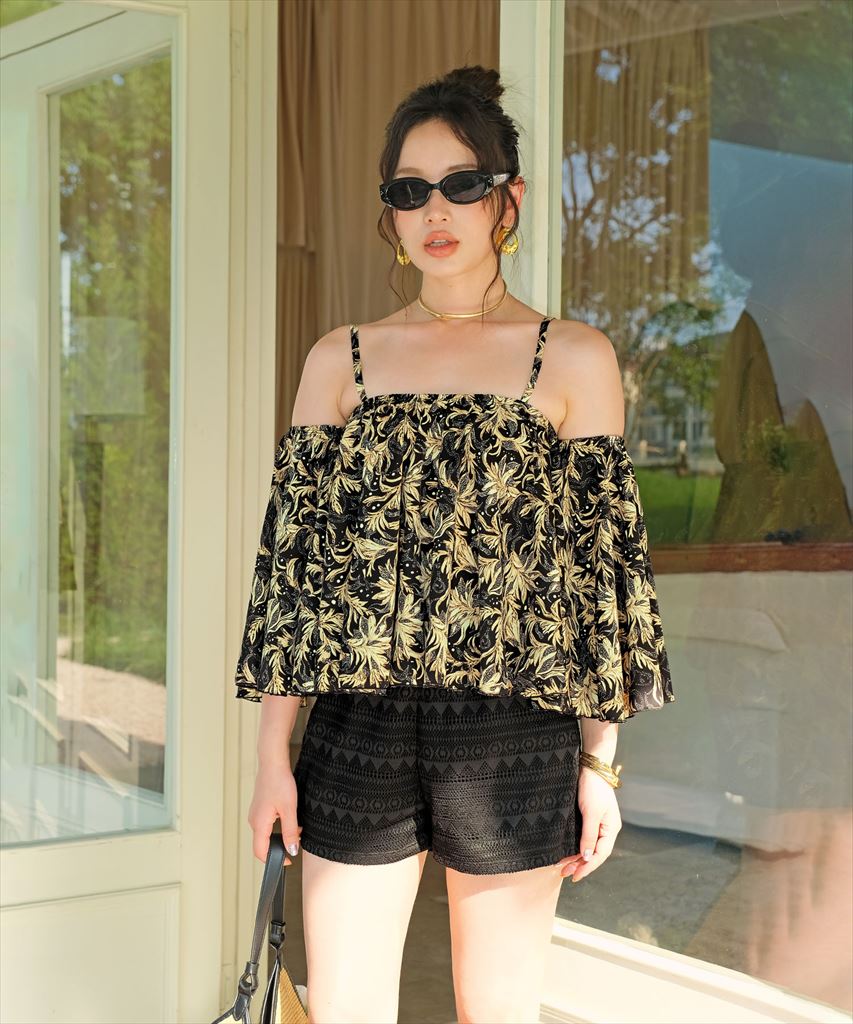 【2025年新作】カバーアップ オフショルダー キャミソール セットアップ 体型カバー レディース