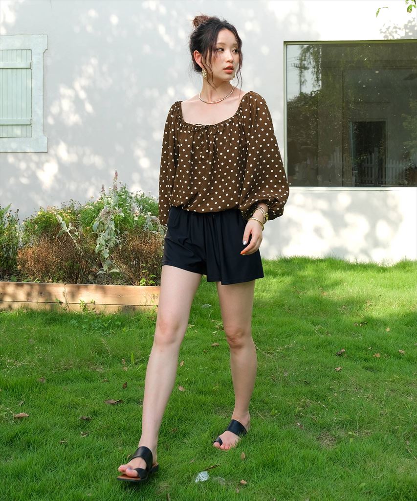 【2025年新作】カバーアップ オフショルダー バルーン セットアップ 体型カバー レディース