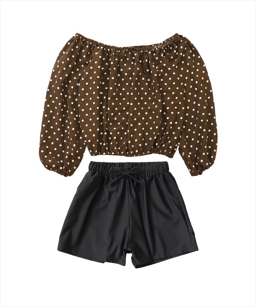 【2025年新作】カバーアップ オフショルダー バルーン セットアップ 体型カバー レディース