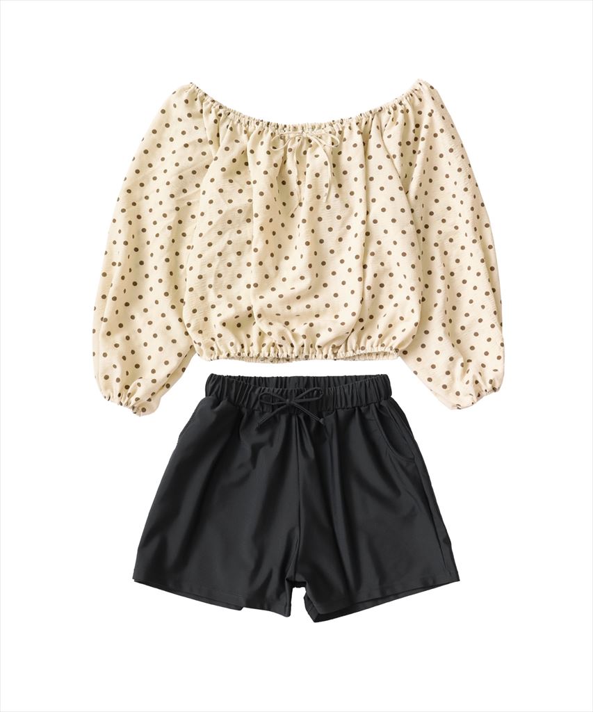 【2025年新作】カバーアップ オフショルダー バルーン セットアップ 体型カバー レディース