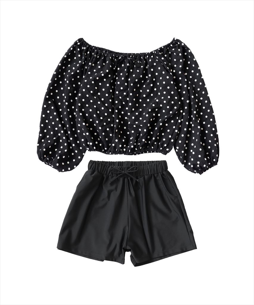 【2025年新作】カバーアップ オフショルダー バルーン セットアップ 体型カバー レディース