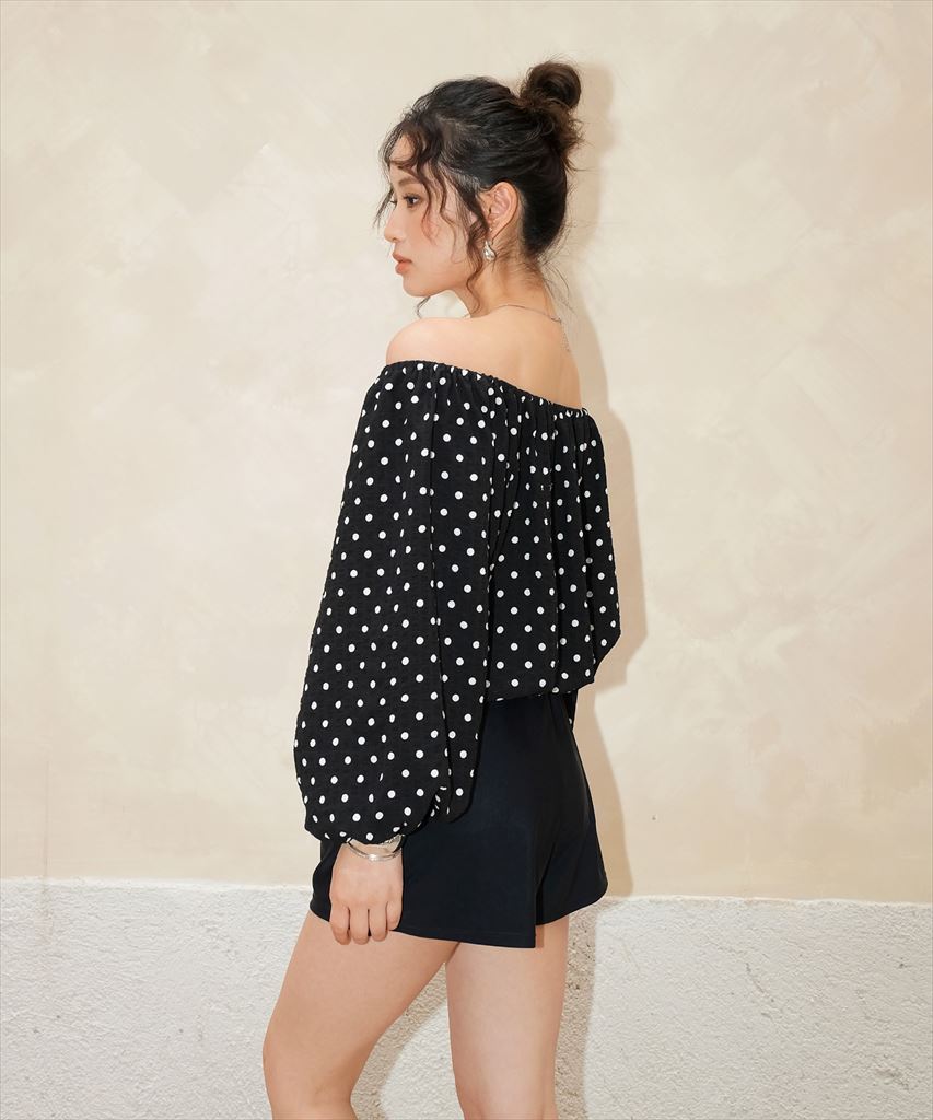 【2025年新作】カバーアップ オフショルダー バルーン セットアップ 体型カバー レディース