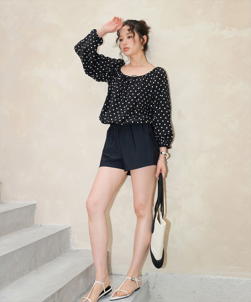 【2025年新作】カバーアップ オフショルダー バルーン セットアップ 体型カバー レディース