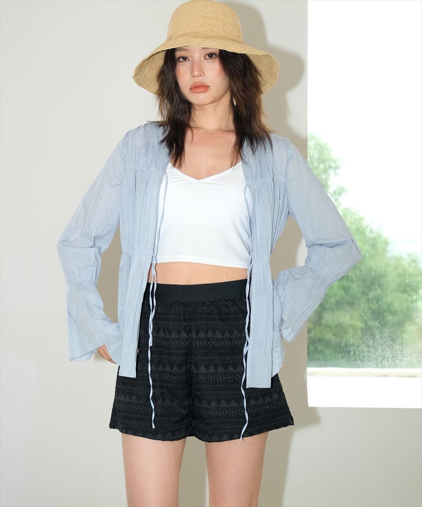 【2025年新作】カバーアップ ギャザー ブラウス セットアップ 体型カバー レディース