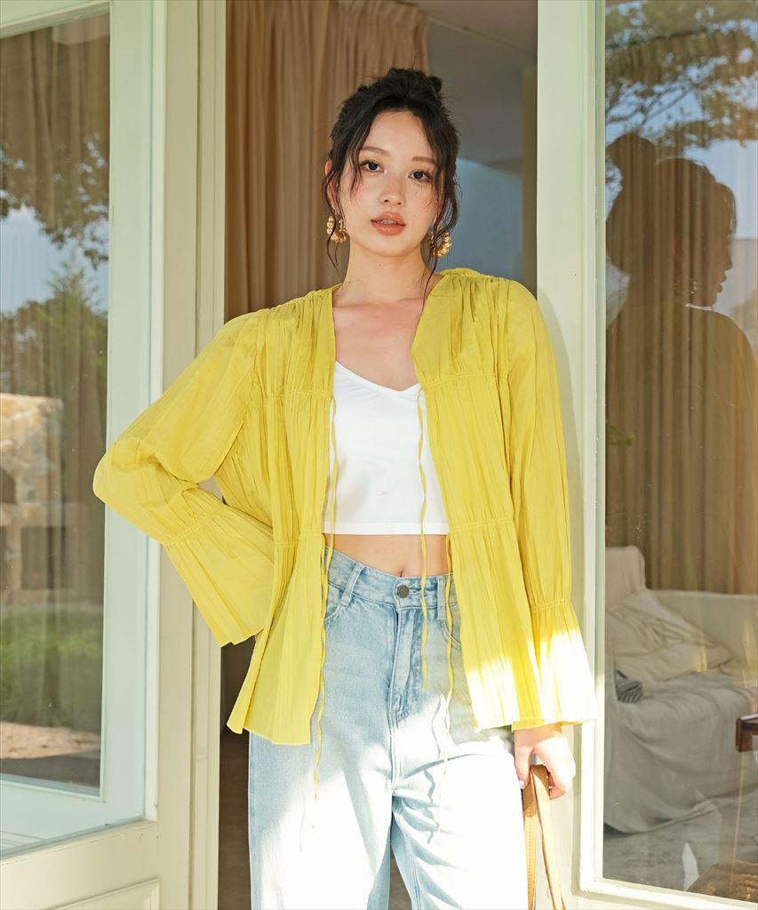 【2025年新作】カバーアップ ギャザー ブラウス セットアップ 体型カバー レディース