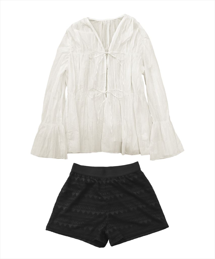 【2025年新作】カバーアップ ギャザー ブラウス セットアップ 体型カバー レディース