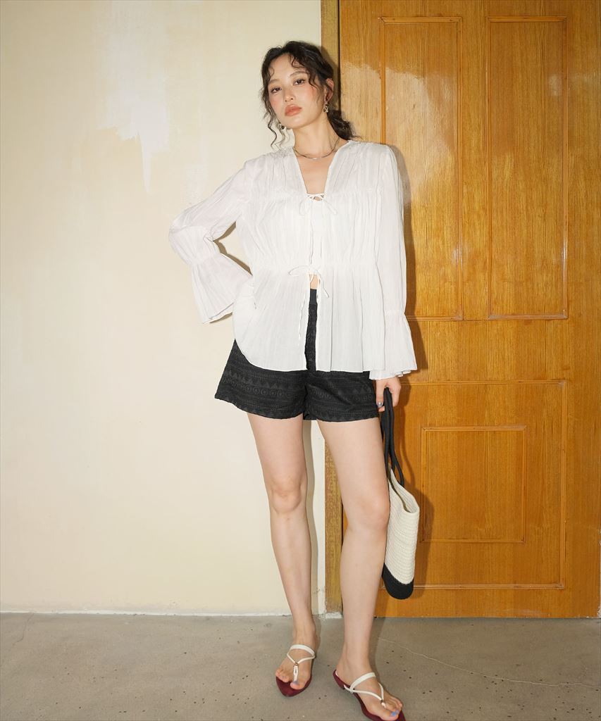 【2025年新作】カバーアップ ギャザー ブラウス セットアップ 体型カバー レディース