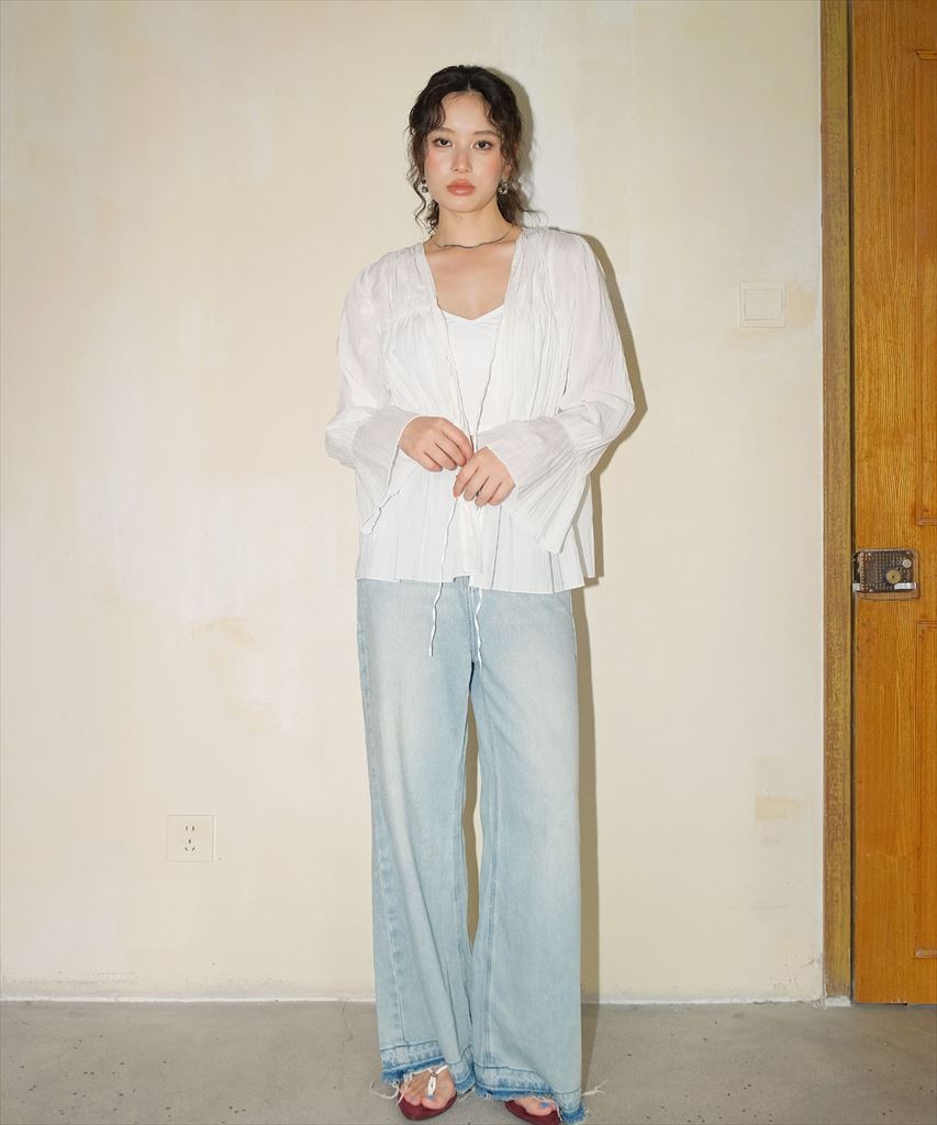 【2025年新作】カバーアップ ギャザー ブラウス セットアップ 体型カバー レディース