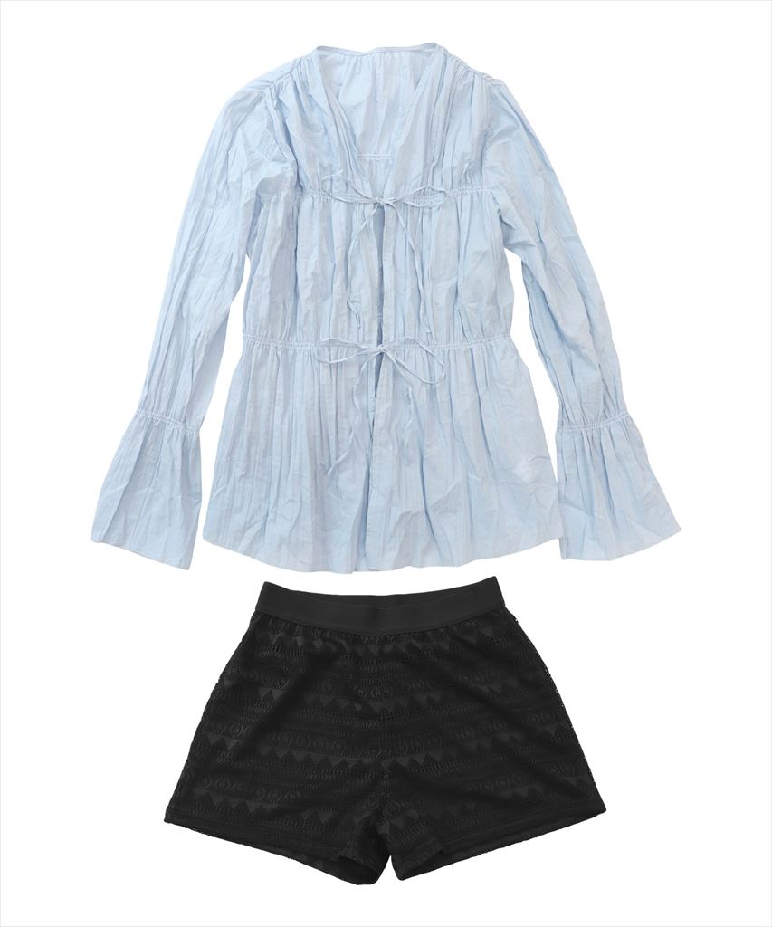 【2025年新作】カバーアップ ギャザー ブラウス セットアップ 体型カバー レディース