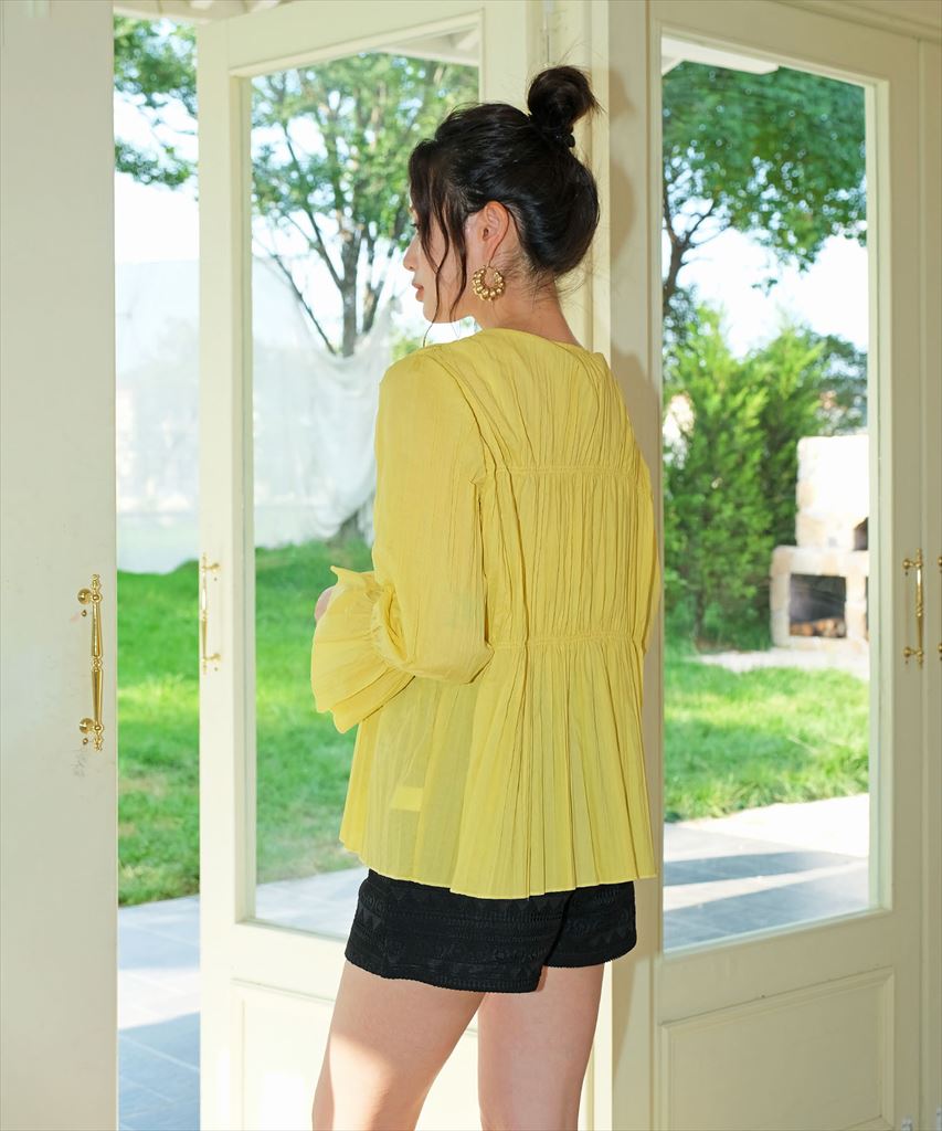 【2025年新作】カバーアップ ギャザー ブラウス セットアップ 体型カバー レディース