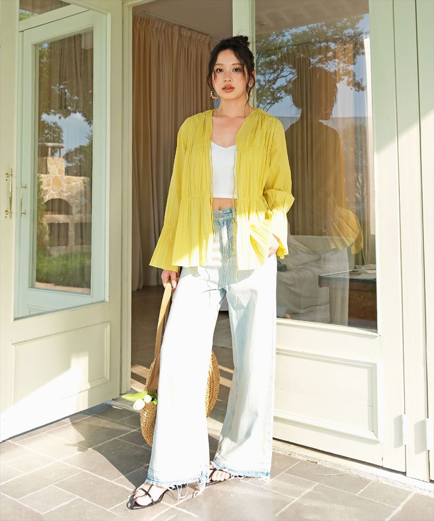 【2025年新作】カバーアップ ギャザー ブラウス セットアップ 体型カバー レディース