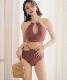 オフショルワンピース 付き カッティング ビキニ 水着