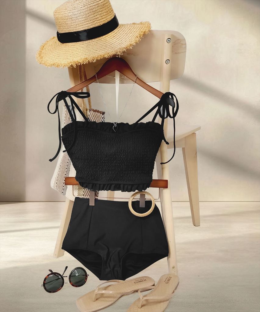 水着 レディース シャーリング ビキニ セットアップ 2点セット セパレート