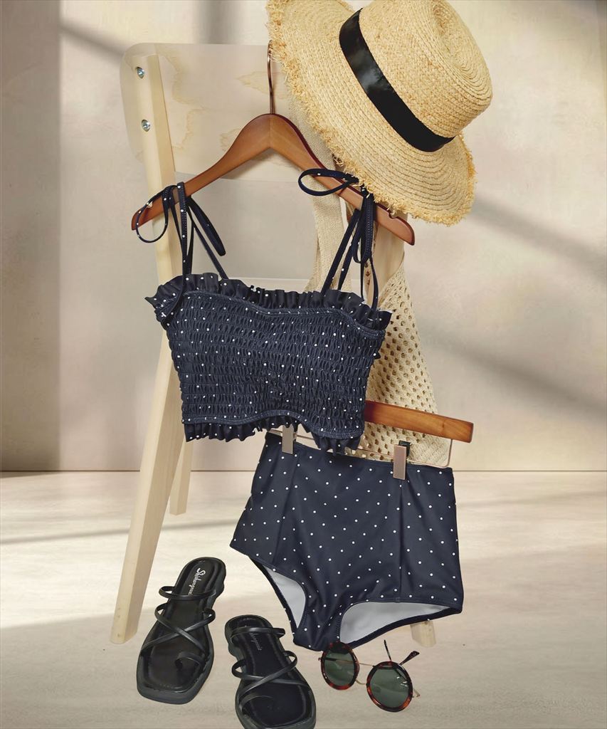 水着 レディース シャーリング ビキニ セットアップ 2点セット セパレート