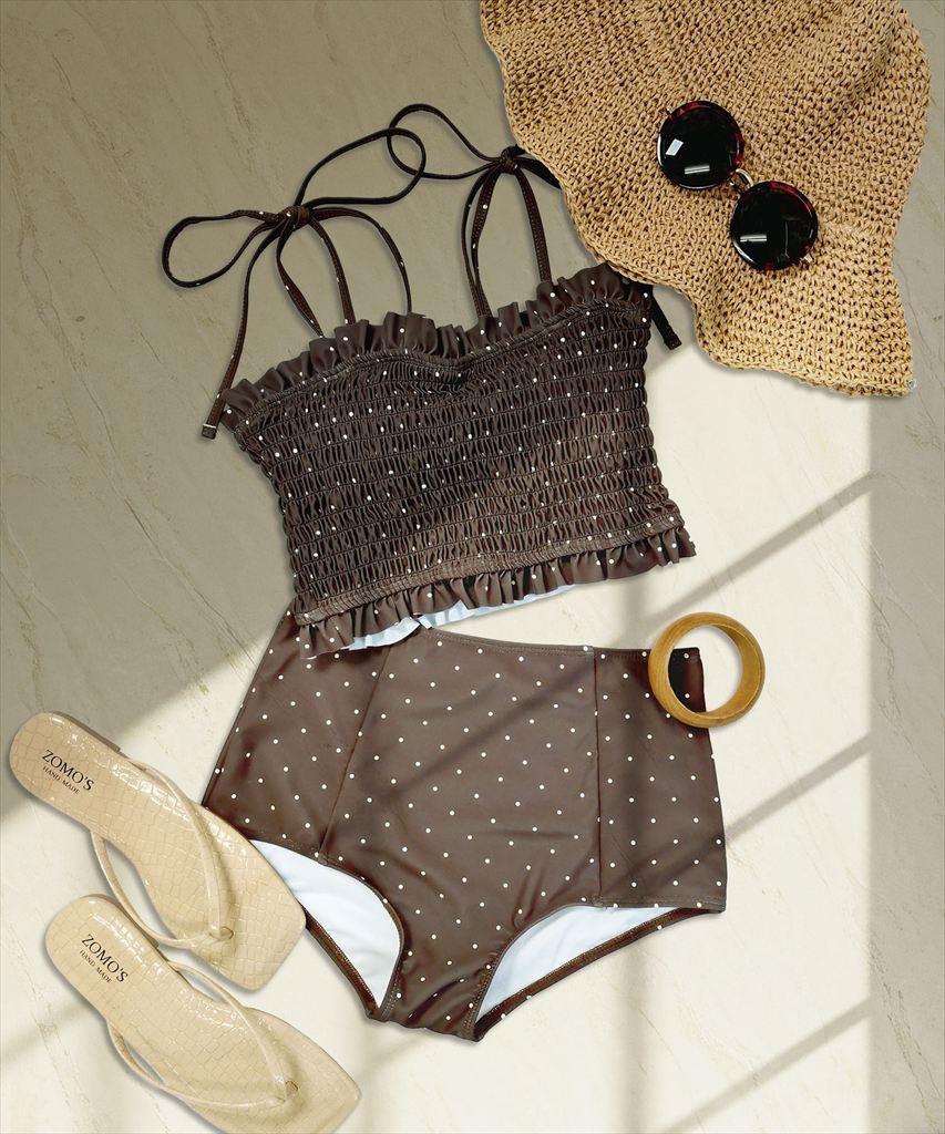 水着 レディース シャーリング ビキニ セットアップ 2点セット セパレート