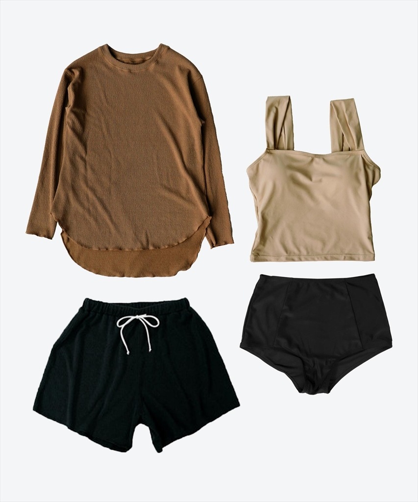 ラッシュガード 付き ビスチェ風 タンキニ ビキニ 水着 体型カバー セットアップ ヨガ ピラティス サウナ 温泉