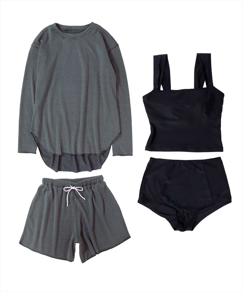 ラッシュガード 付き ビスチェ風 タンキニ ビキニ 水着 体型カバー セットアップ ヨガ ピラティス サウナ 温泉