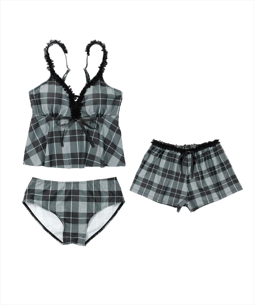 水着 レディース 体型カバー ビキニ セットアップ 3点セット キャミソール ショートパンツ