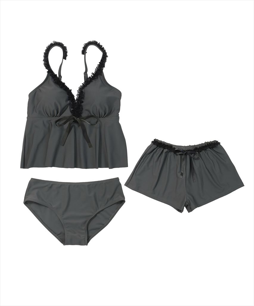 水着 レディース 体型カバー ビキニ セットアップ 3点セット キャミソール ショートパンツ