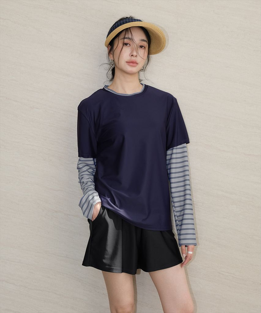 【紫外線カット率99％以上】水着 レディース 体型カバー ラッシュガード 3点セット