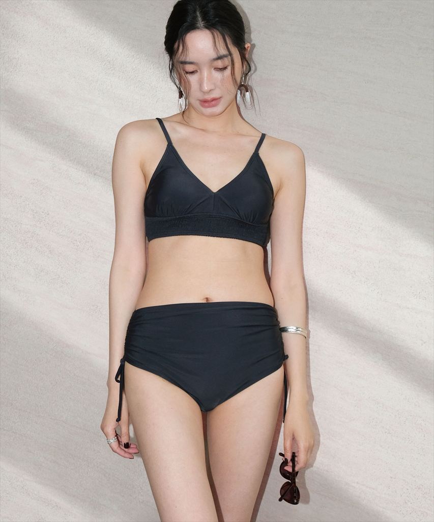 水着 レディース シャーリング ドロスト ビキニ 2点セット セットアップ セパレート