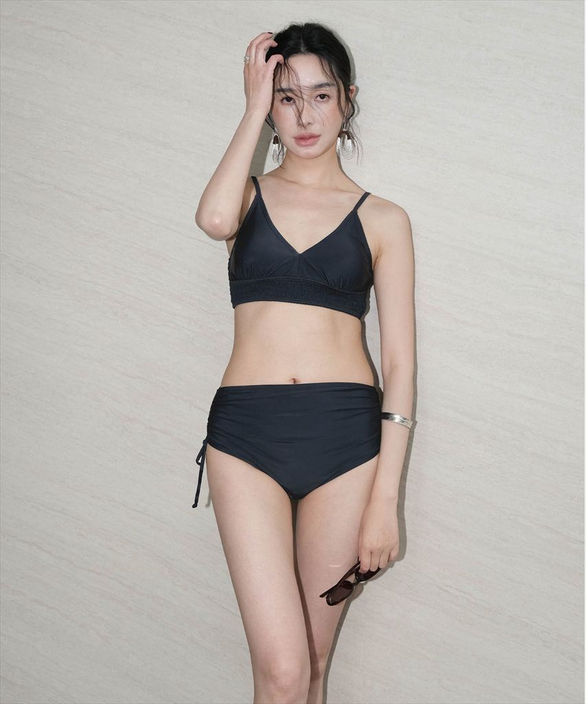 水着 レディース シャーリング ドロスト ビキニ 2点セット セットアップ セパレート