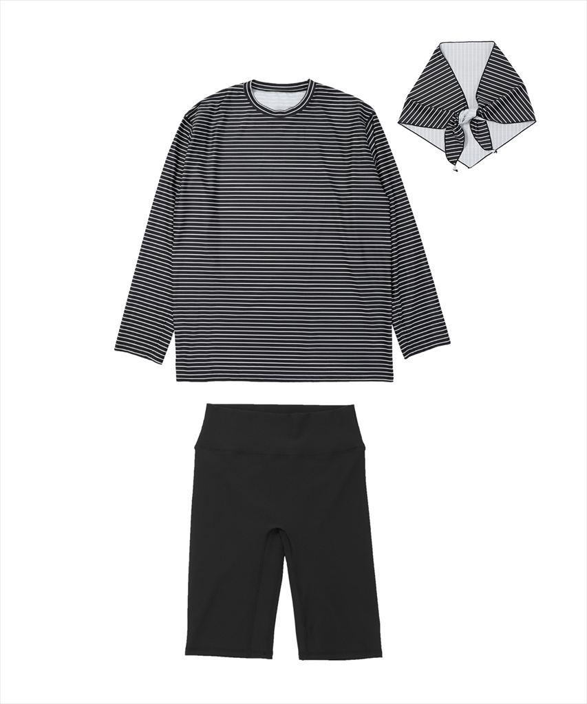 【紫外線カット率99％以上】水着 レディース 体型カバー ラッシュガード 3点セット