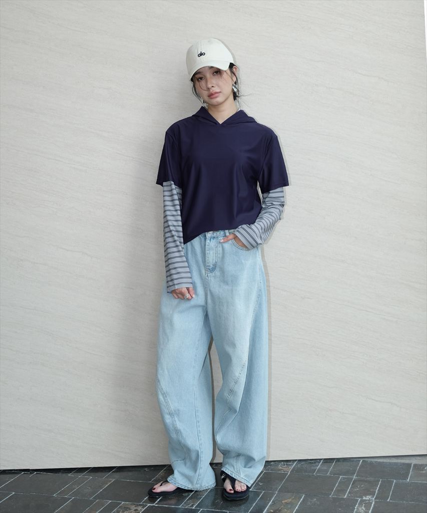 【紫外線カット率99％以上】水着 レディース 体型カバー ラッシュガード フーディー2点セット 