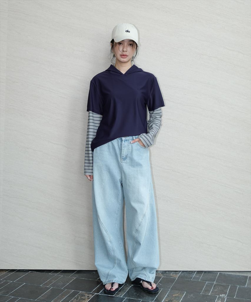 【紫外線カット率99％以上】水着 レディース 体型カバー ラッシュガード フーディー2点セット 