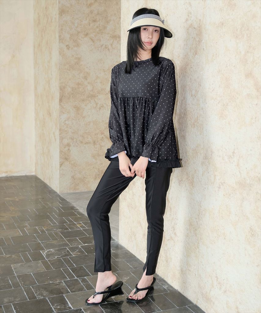 【UVカット】水着 レディース 体型カバー ラッシュガード 2点セット UPF50+ uvカット フィットネス 水陸両用 レギンス 付き セットアップ セパレート