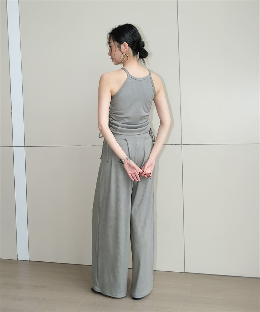 サイドギャザービキニ ロングパンツ 付き 水着 セットアップ