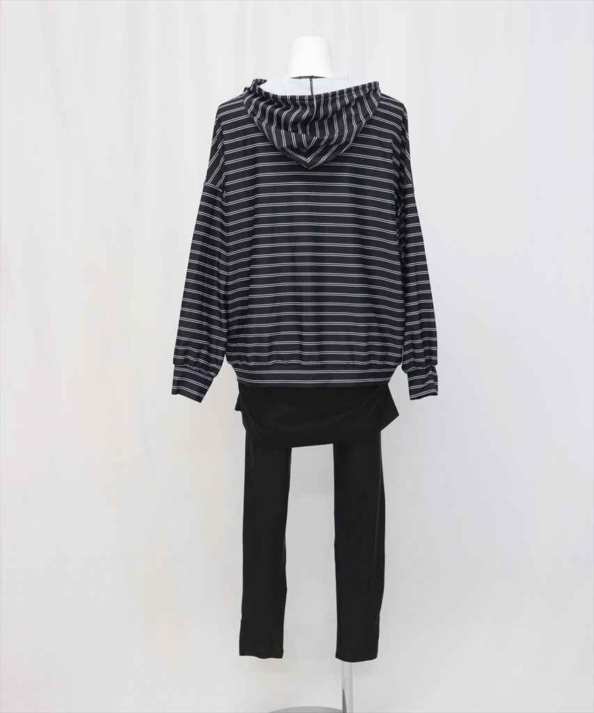 【UVカット率 99%以上/UPF50+】レディース水着 長袖ラッシュガード ジップパーカー タンキニ スカートレギンス 付き 4点セット 水陸両用 フィンガーホール付きラッシュガードパーカー フィットネス セパレート セットアップ