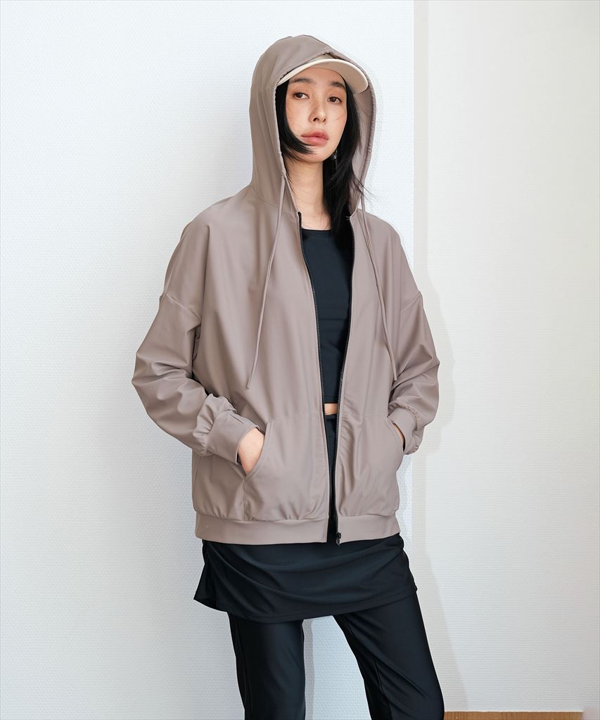 【UVカット率 99%以上/UPF50+】レディース水着 長袖ラッシュガード ジップパーカー タンキニ スカートレギンス 付き 4点セット 水陸両用 フィンガーホール付きラッシュガードパーカー フィットネス セパレート セットアップ