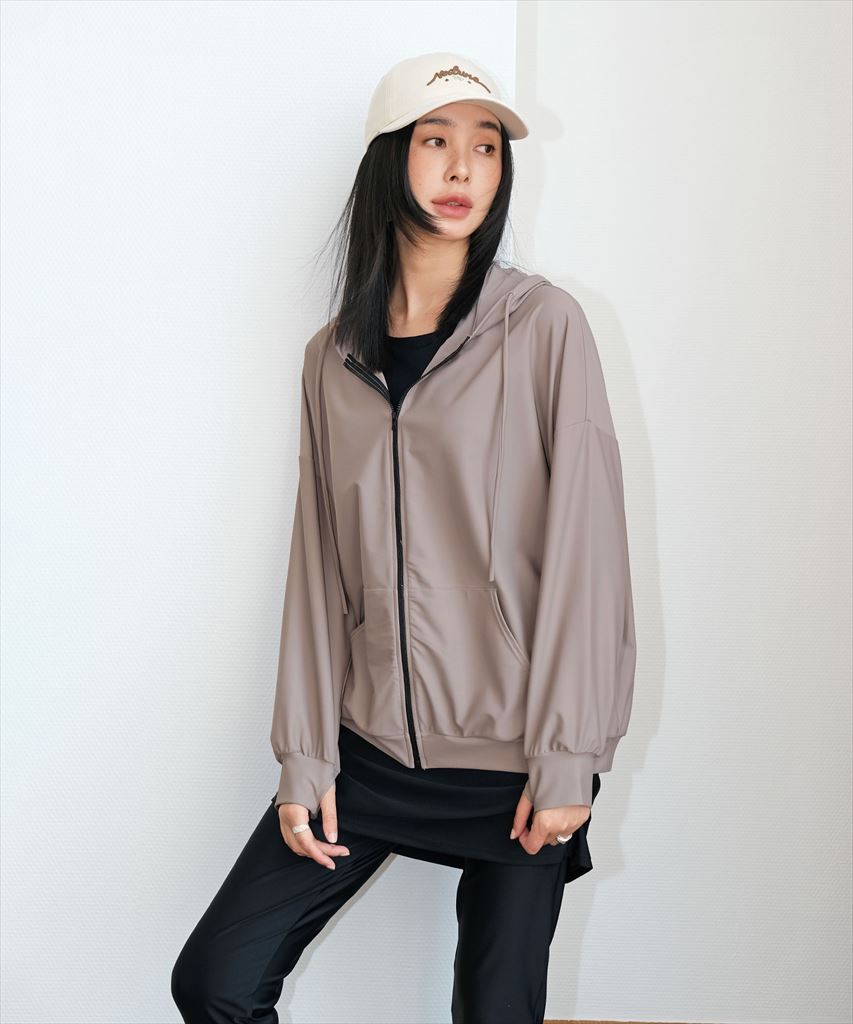 【UVカット率 99%以上/UPF50+】レディース水着 長袖ラッシュガード ジップパーカー タンキニ スカートレギンス 付き 4点セット 水陸両用 フィンガーホール付きラッシュガードパーカー フィットネス セパレート セットアップ