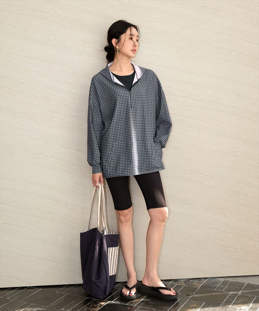 【UVカット】水着 レディース 体型カバー ハーフジップ フーディ ラッシュガード ハーフレギンス 付き 3点セット UPF50+ uvカット フィットネス 水陸両用 セットアップ セパレート