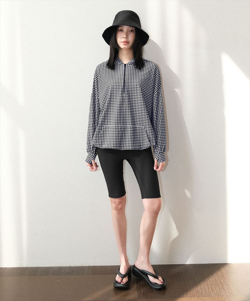 【UVカット】水着 レディース 体型カバー ハーフジップ フーディ ラッシュガード ハーフレギンス 付き 3点セット UPF50+ uvカット フィットネス 水陸両用 セットアップ セパレート