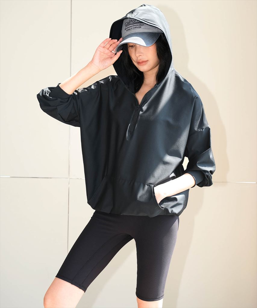 【UVカット】水着 レディース 体型カバー ハーフジップ フーディ ラッシュガード ハーフレギンス 付き 3点セット UPF50+ uvカット フィットネス 水陸両用 セットアップ セパレート