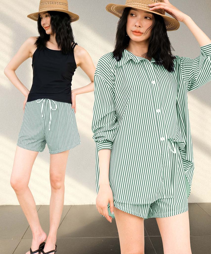 【UVカット】水着 レディース 体型カバー 4点セット uvカット UVシャツ