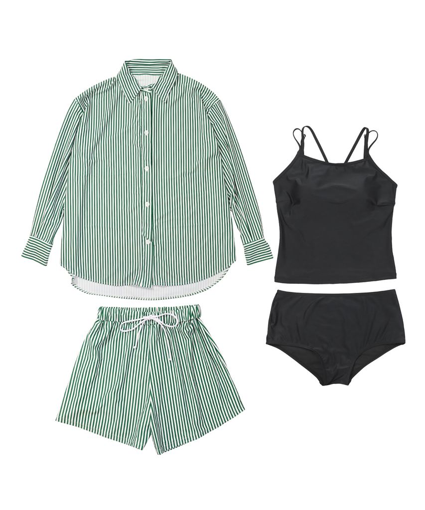 【UVカット】水着 レディース 体型カバー 4点セット uvカット UVシャツ