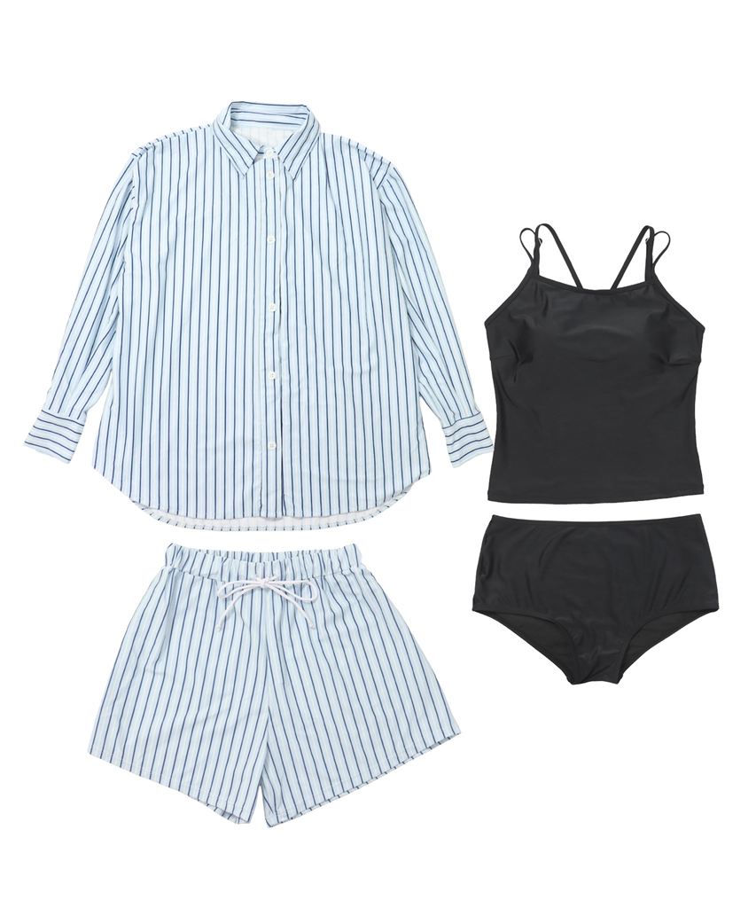 【UVカット】水着 レディース 体型カバー 4点セット uvカット UVシャツ