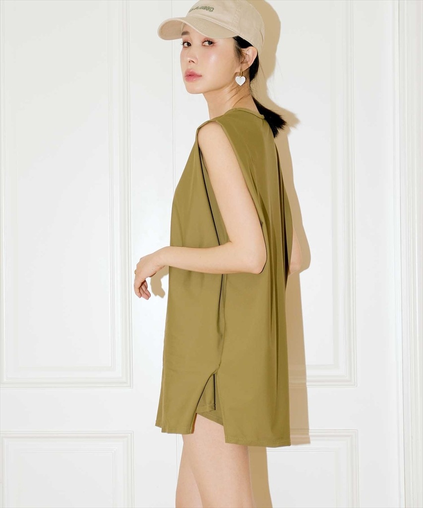 【紫外線カット率99%以上】ノースリーブ ラッシュガード 水着 セットアップ 体型カバー カバーアップ ヨガ ピラティス サウナ 温泉