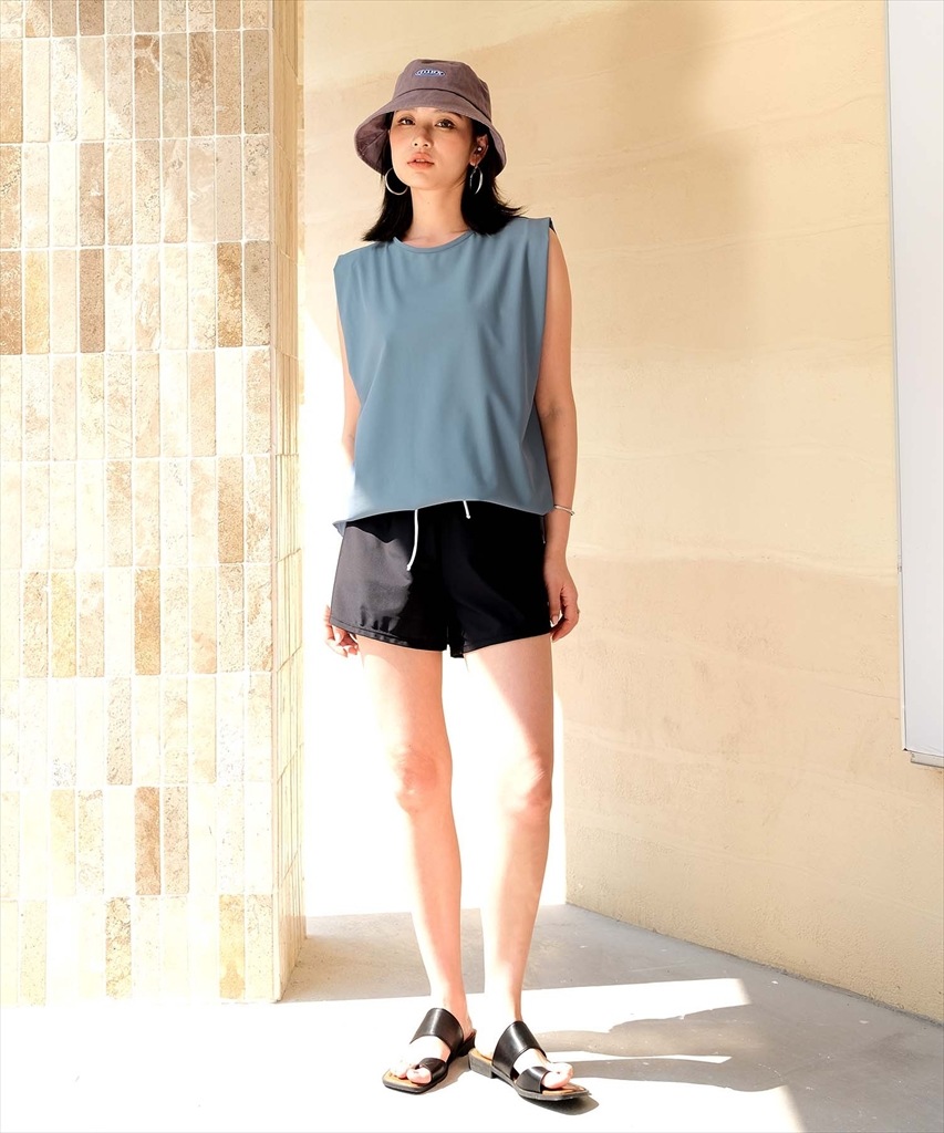 【紫外線カット率99%以上】ノースリーブ ラッシュガード 水着 セットアップ 体型カバー カバーアップ ヨガ ピラティス サウナ 温泉