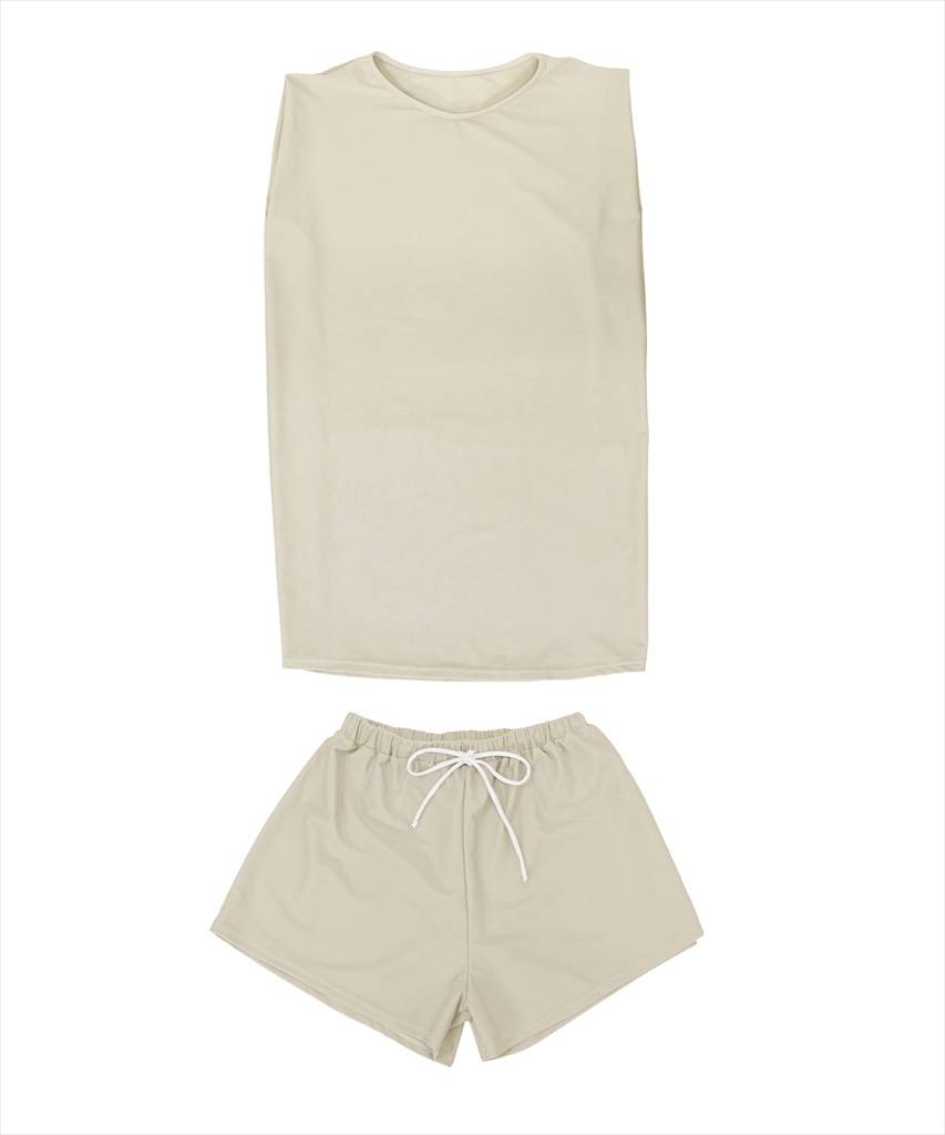 【紫外線カット率99%以上】ノースリーブ ラッシュガード 水着 セットアップ 体型カバー カバーアップ ヨガ ピラティス サウナ 温泉