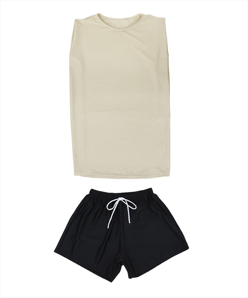 【紫外線カット率99%以上】ノースリーブ ラッシュガード 水着 セットアップ 体型カバー カバーアップ ヨガ ピラティス サウナ 温泉