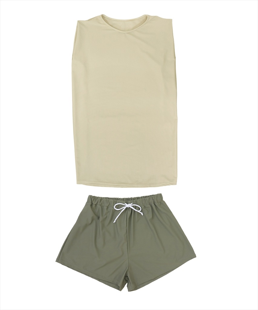 【紫外線カット率99%以上】ノースリーブ ラッシュガード 水着 セットアップ 体型カバー カバーアップ ヨガ ピラティス サウナ 温泉