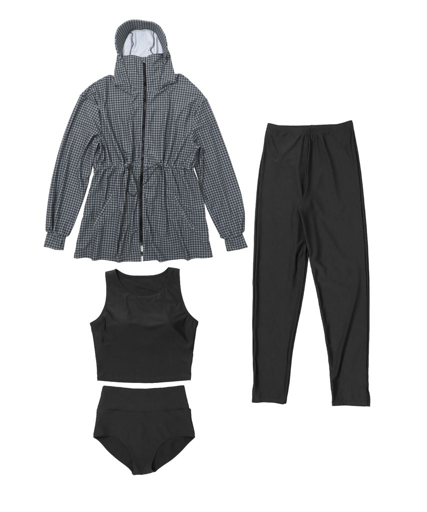 【UVカット】水着 レディース 体型カバー4点セット uvカット