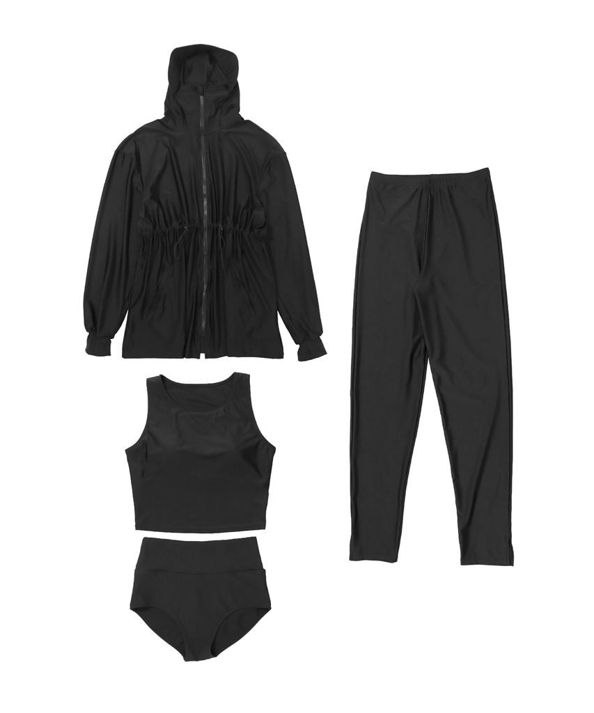 【UVカット】水着 レディース 体型カバー4点セット uvカット
