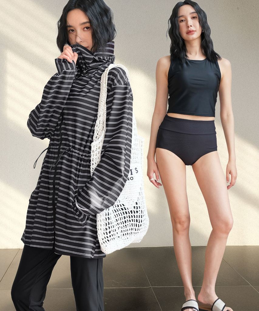 【UVカット】水着 レディース 体型カバー4点セット uvカット