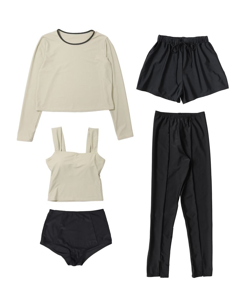 【UVカット】水着 レディース 体型カバー 5点セット uvカット