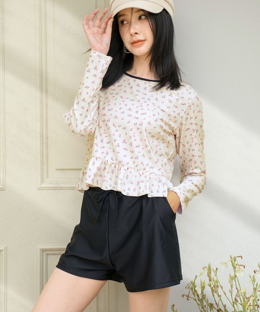 【UVカット】2点セット 水着 レディース 体型カバー ラッシュガード UPF50+ uvカット フィットネス 水陸両用 セットアップ セパレート